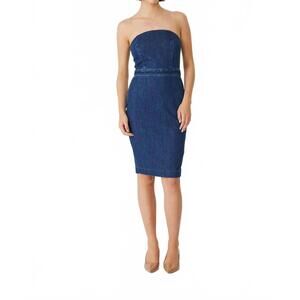 NEW LEVEL99 karla strapless dress in stone wash blue